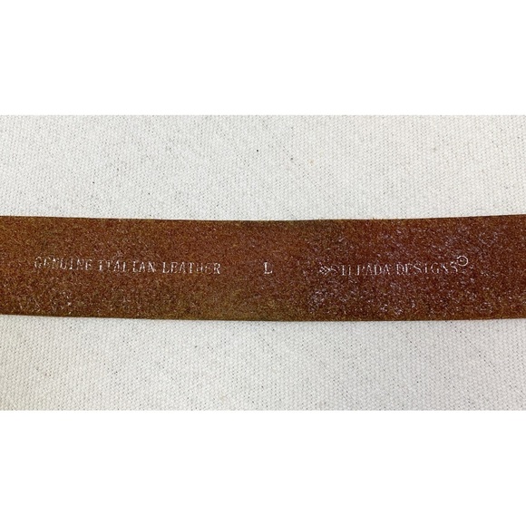 Silpada Designs Brown Genuine Leather Belt with Detailed Silver Buckle L - Picture 6 of 9